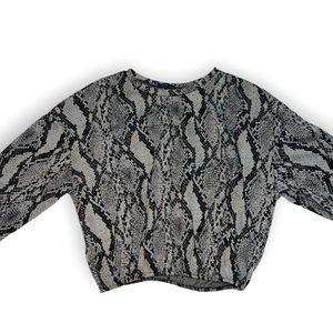 Zara Snakeskin Cropped Sweatshirt, Size Small